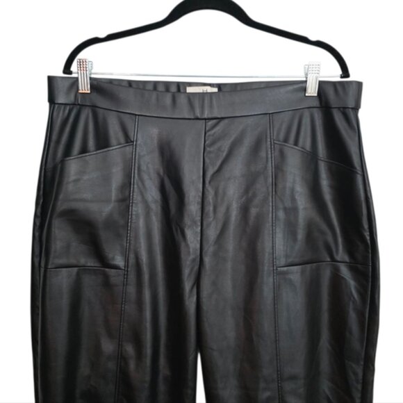 H by Halston Vegan Leather Black Cropped Ankle Pants XL - Picture 5 of 16